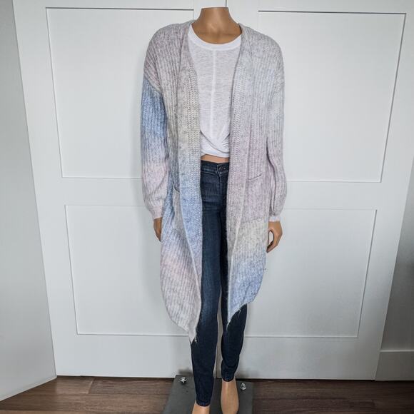 NWT-Audrey Parks by Francesca’s-Elaine Fuzzy Long Cardigan-Pastels-Women’s Small - Picture 1 of 9